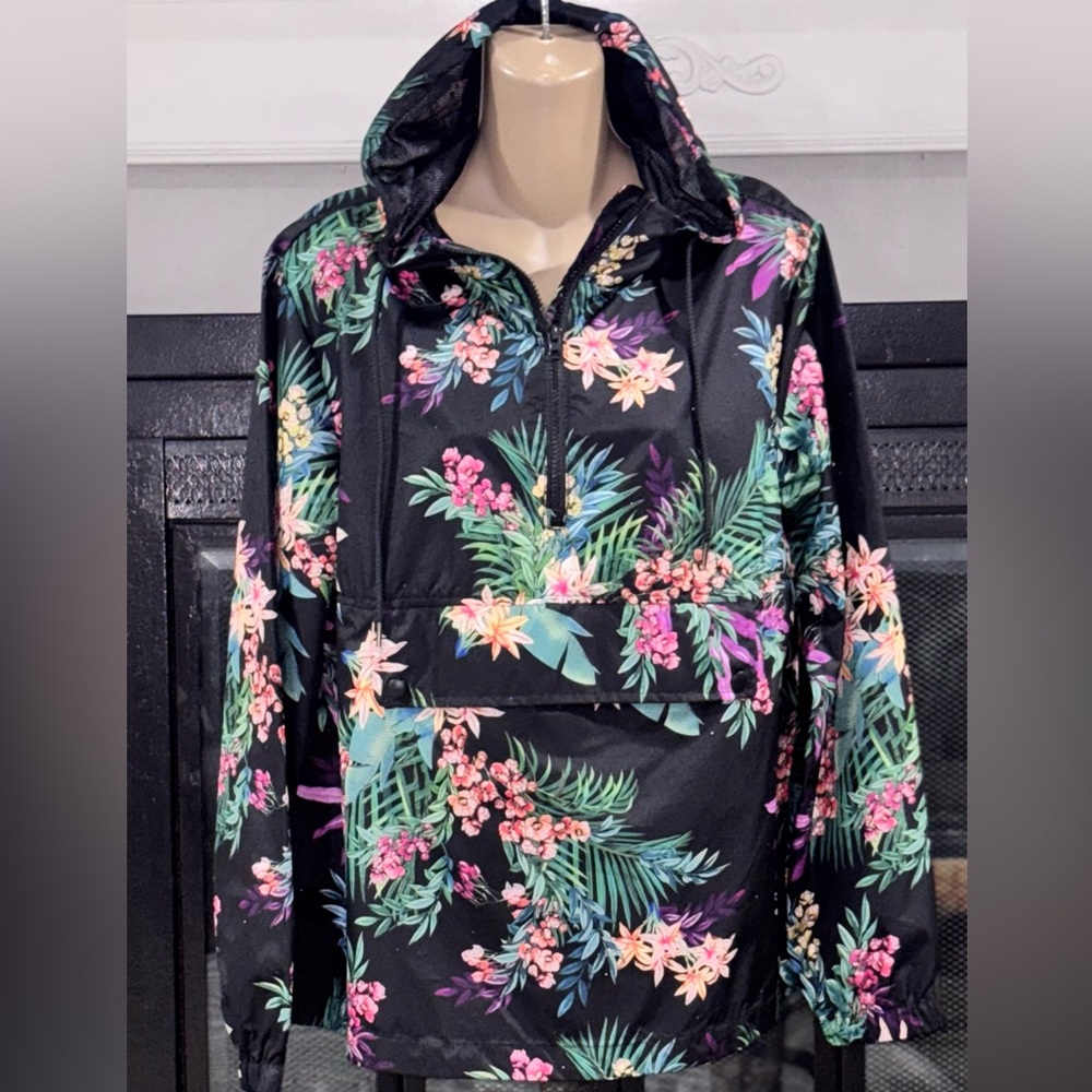 XERSION  | Jackets & Coats | Xersion Floral Half Zip Front Pocket Anorak | SM |